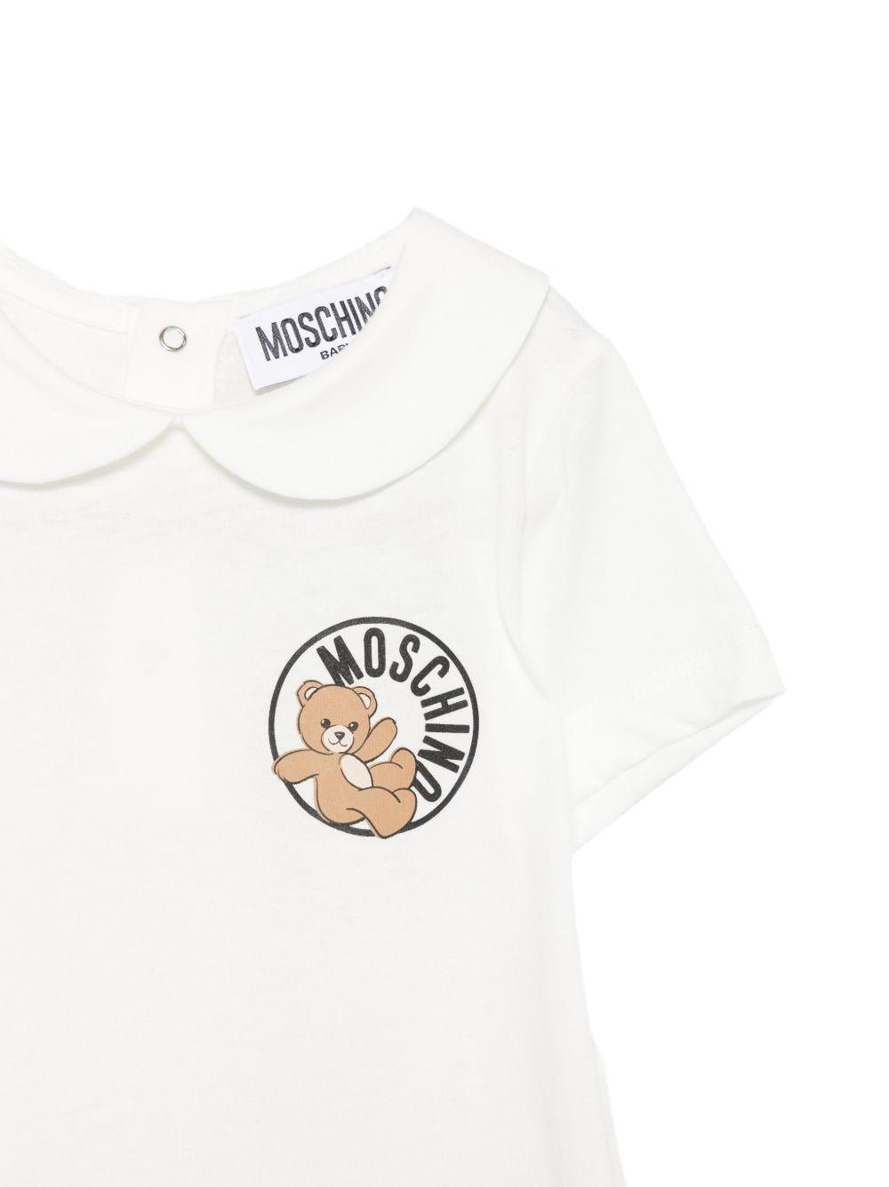 Tutina per neonati Moschino Kids bianca con colletto alla Peter Pan - Rubino Kids