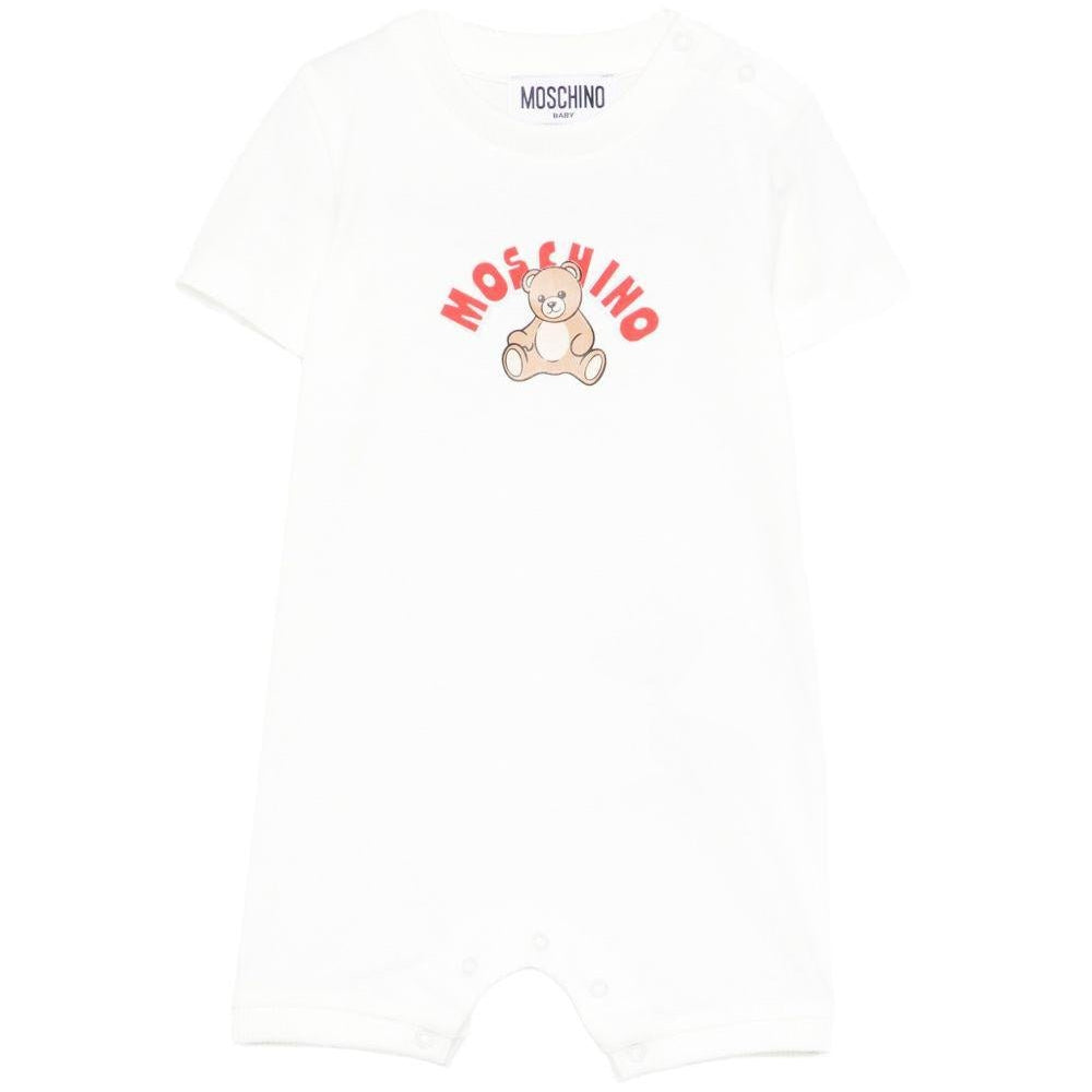 Tutina per neonati Moschino Kids bianca con stampa grafica Teddy Bear - Rubino Kids