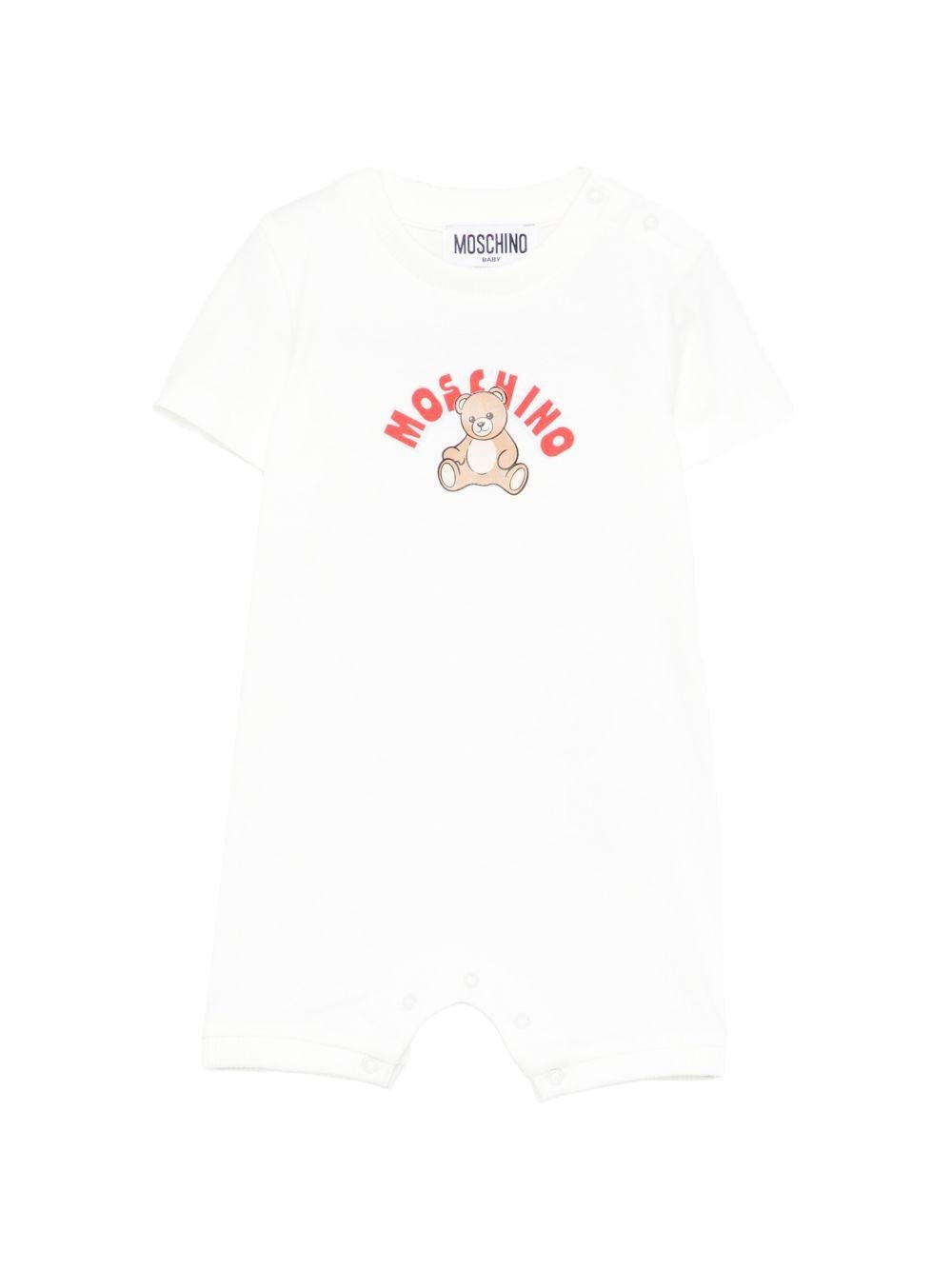 Tutina per neonati Moschino Kids bianca con stampa grafica Teddy Bear - Rubino Kids