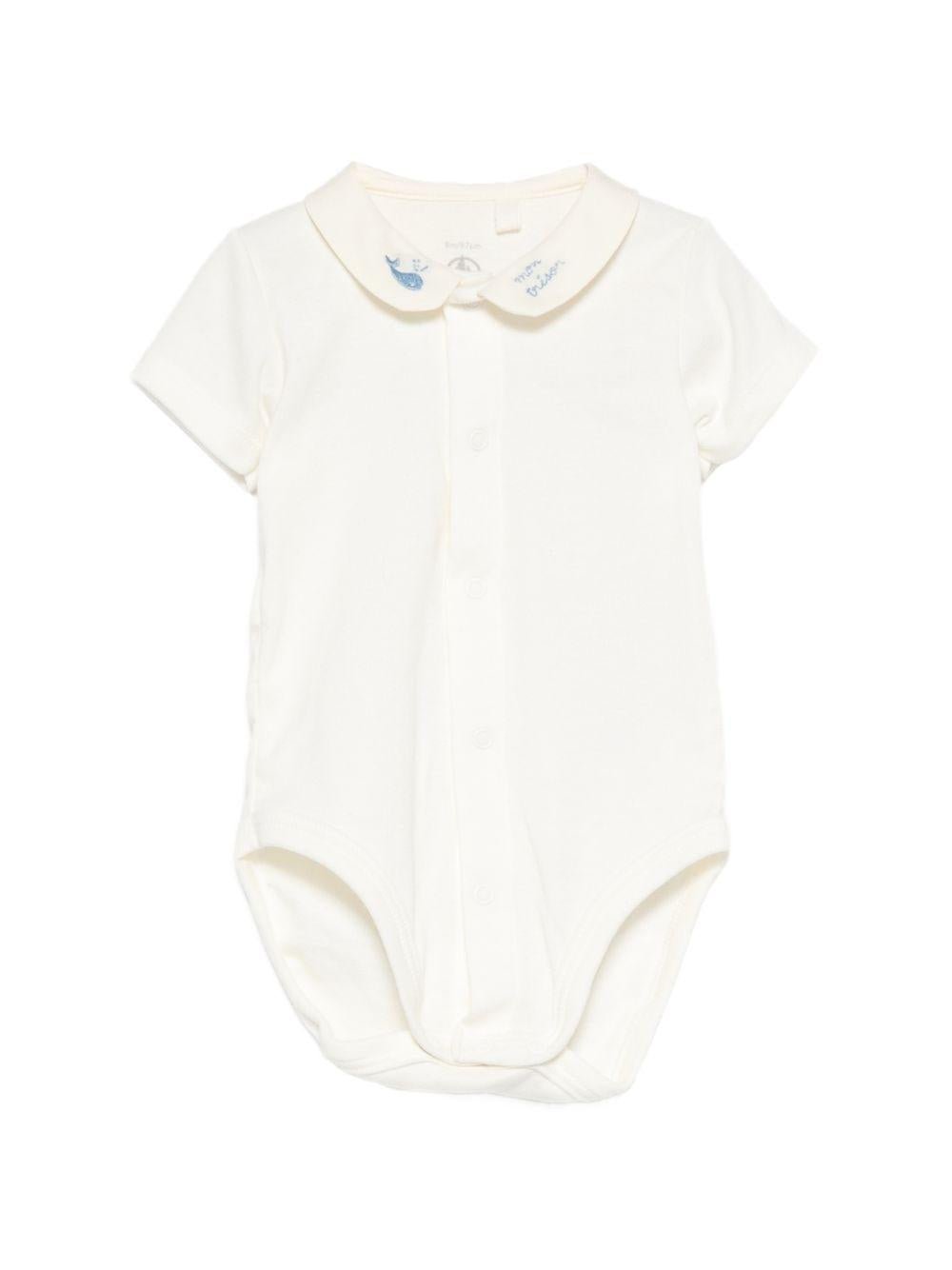 Tutina per neonati Petit Bateau beige con colletto ricamato - Rubino Kids