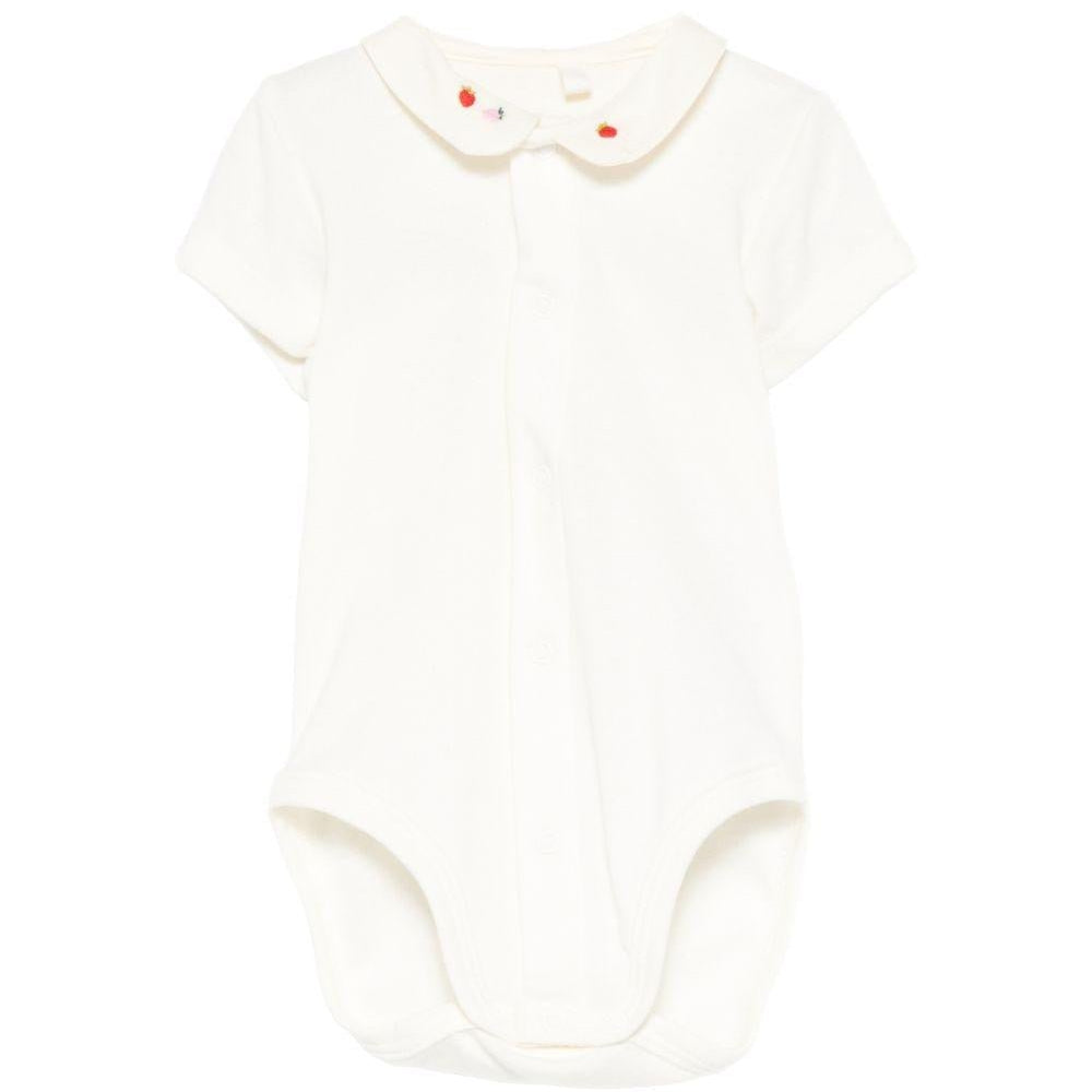 Tutina per neonati Petit Bateau bianca con colletto alla Peter Pan - Rubino Kids