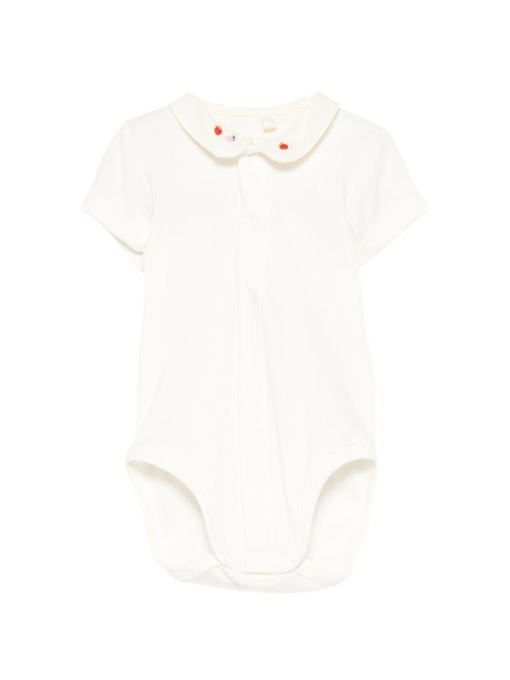 Tutina per neonati Petit Bateau bianca con colletto alla Peter Pan - Rubino Kids