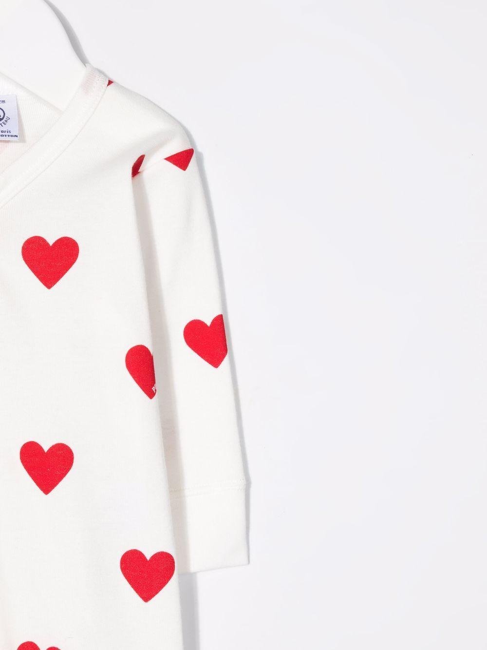 Tutina per neonati Petit Bateau bianca con stampa cuori all - over - Rubino Kids