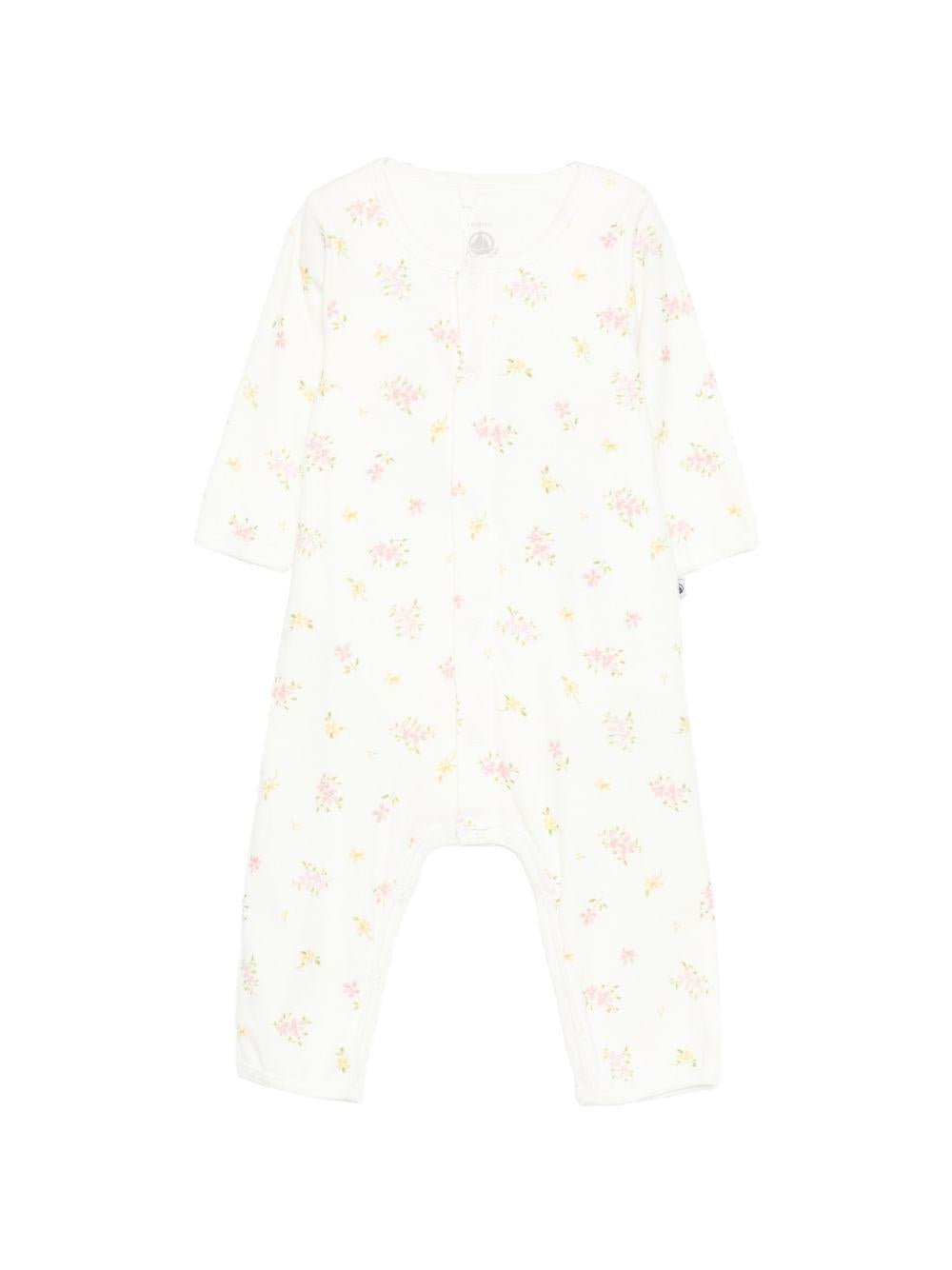 Tutina per neonati Petit Bateau bianca con stampa floreale - Rubino Kids