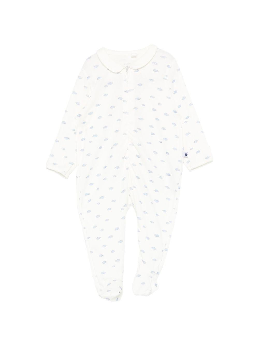 Tutina per neonati Petit Bateau bianca con stampa grafica all - over - Rubino Kids