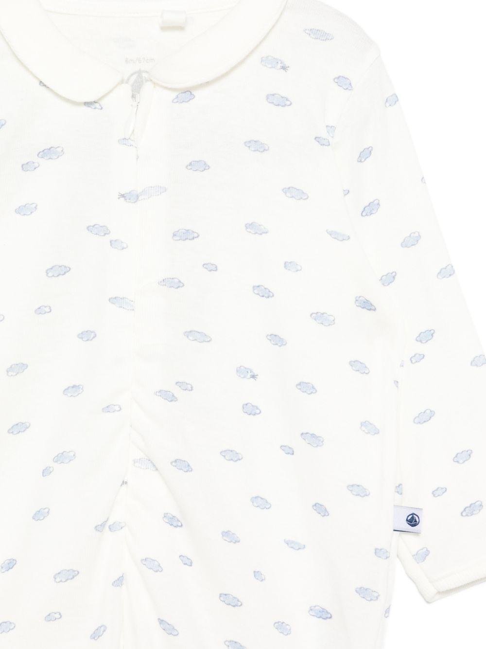 Tutina per neonati Petit Bateau bianca con stampa grafica all - over - Rubino Kids
