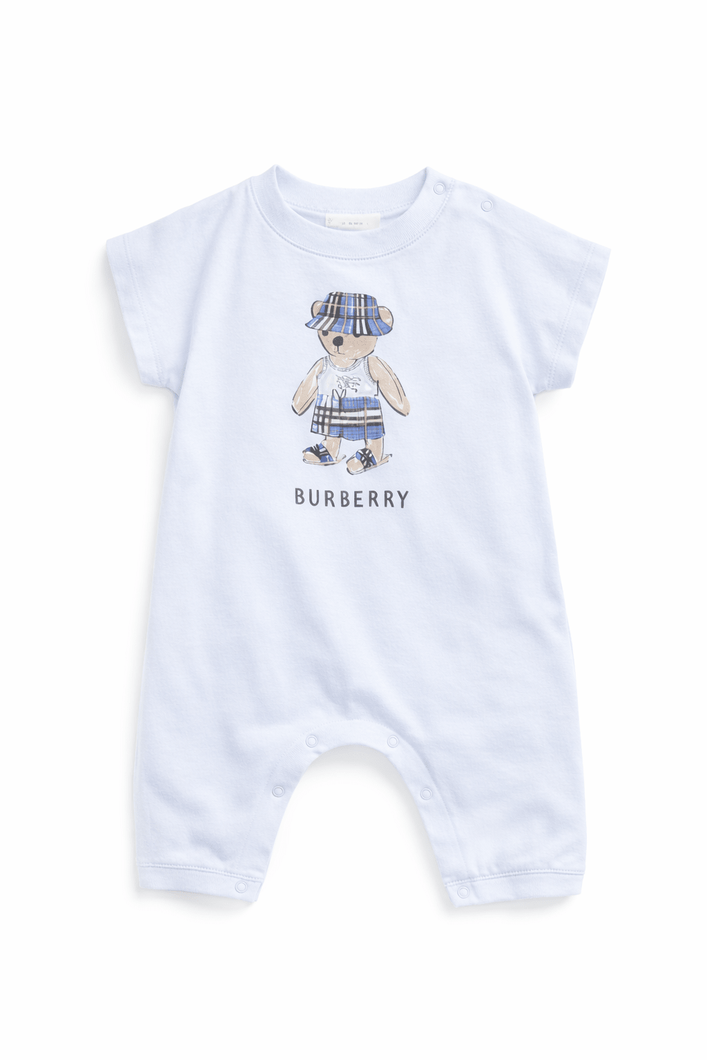 Tutina per neonato Burberry Kids azzurra con stampa grafica orsetto sul davanti - Rubino Kids