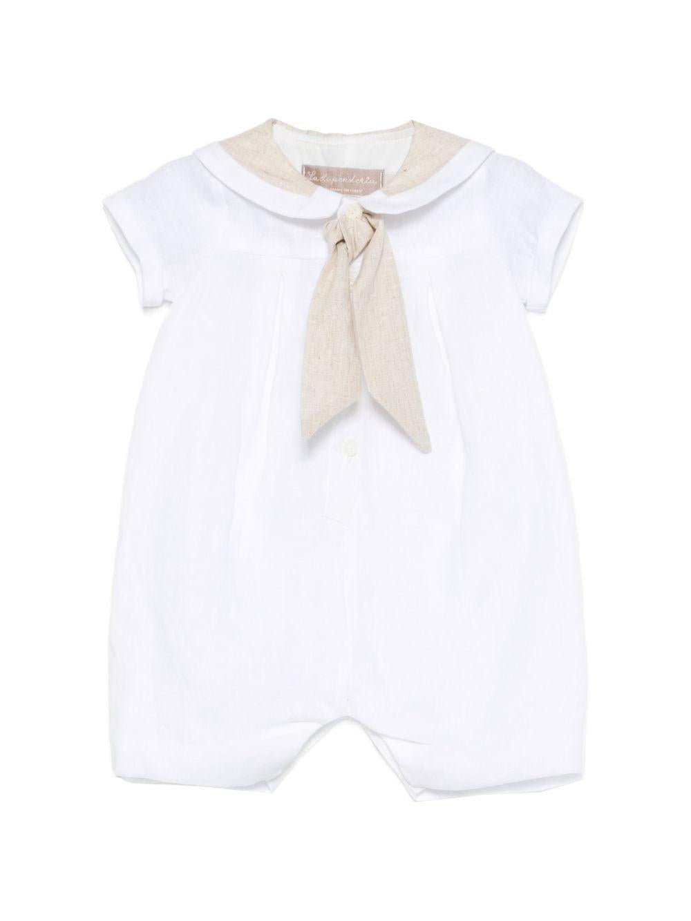 Tutina per neonato La Stupenderia bianca con cravatta con fiocco - Rubino Kids