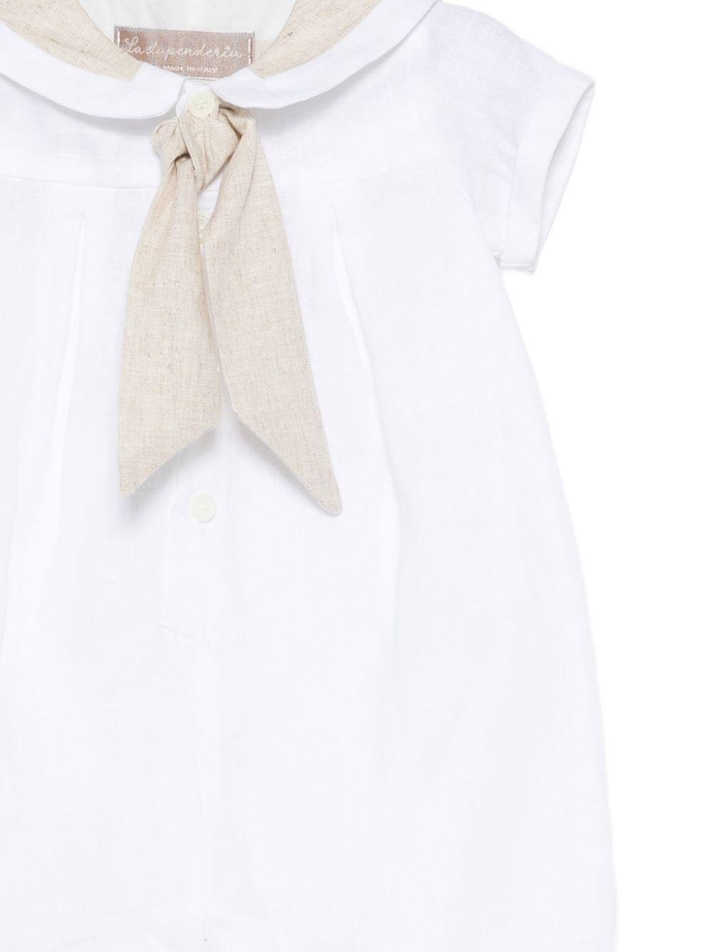 Tutina per neonato La Stupenderia bianca con cravatta con fiocco - Rubino Kids