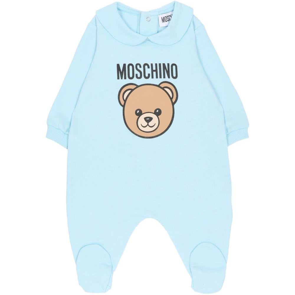 Tutina per neonato Moschino Kids azzurra con stampa Teddy Bear - Rubino Kids