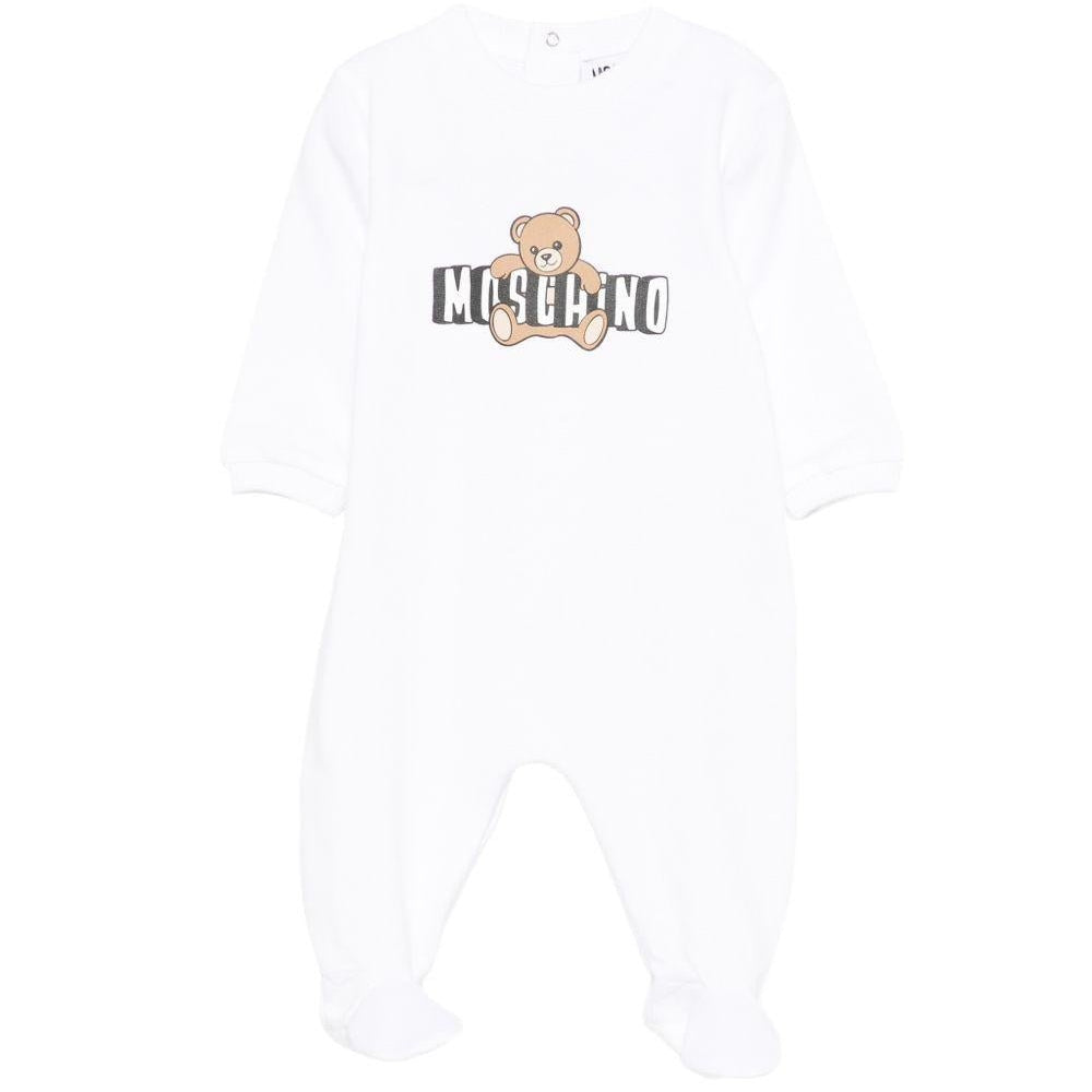 Tutina per neonato Moschino Kids bianco con stampa grafica orsetto - Rubino Kids
