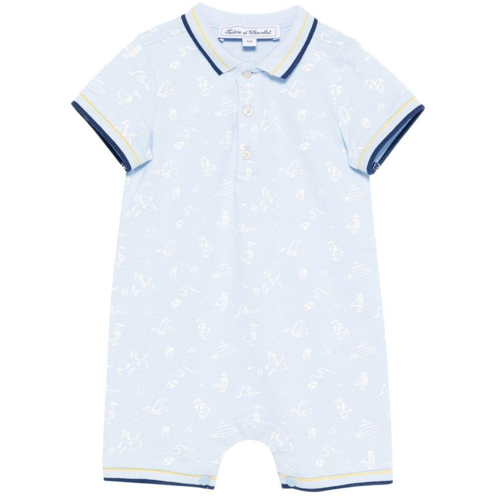 Tutina per neonato Tartine & Chocolat azzurro con stampa uccelli - Rubino Kids