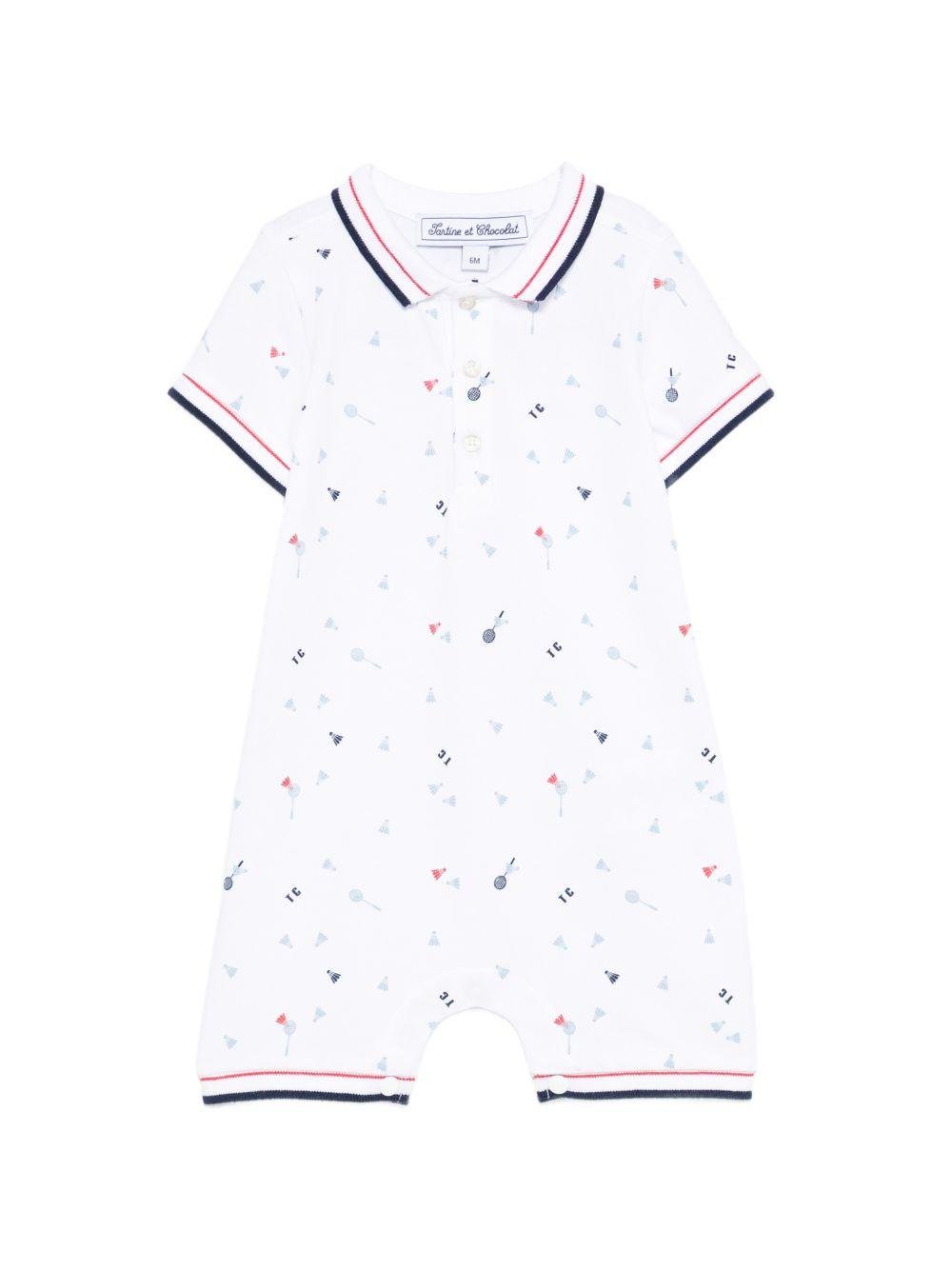 Tutina per neonato Tartine & Chocolat bianca con stampa grafica - Rubino Kids