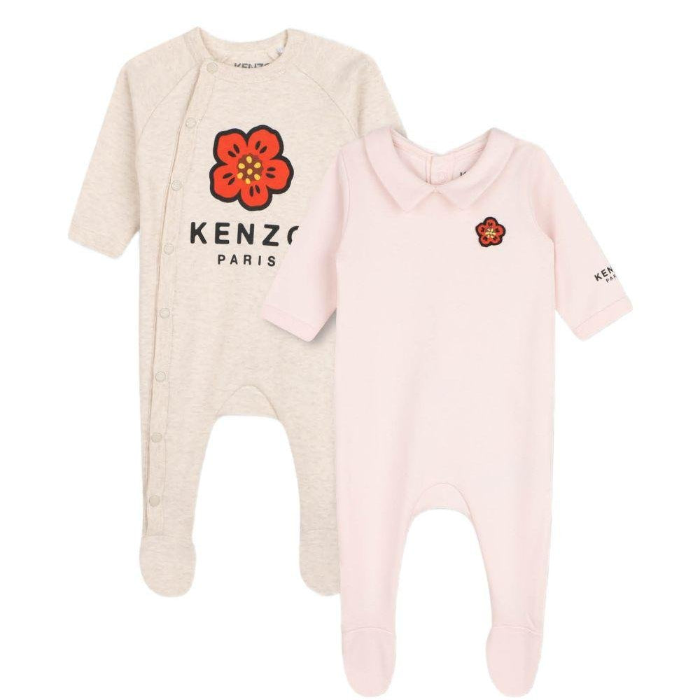 Tutine per neonata Kenzo Kids rosa con applicazioni floreali (set di due) - Rubino Kids