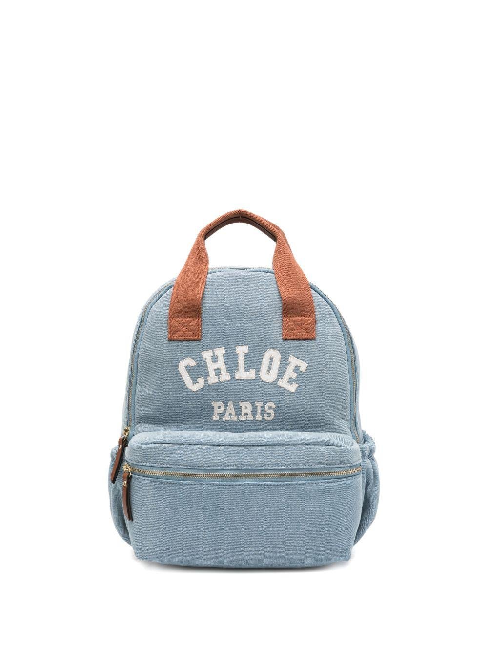 Zaino per bambina Chloé Kids azzurro con logo sul davanti - Rubino Kids
