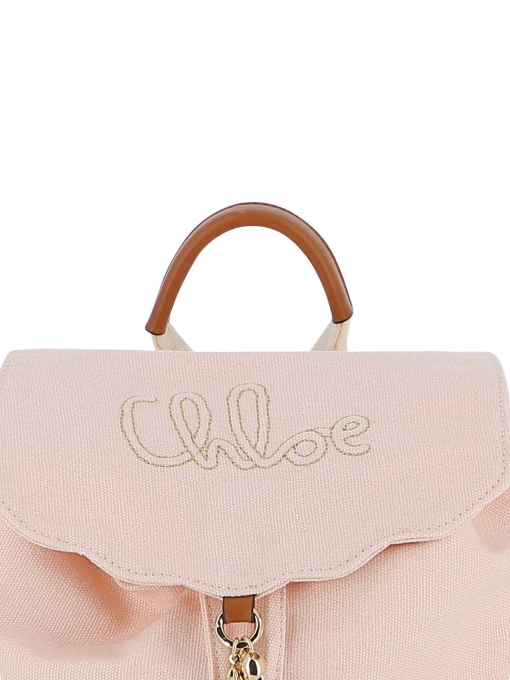 Zaino per bambina Chloé Kids rosa con logo ricamato - Rubino Kids