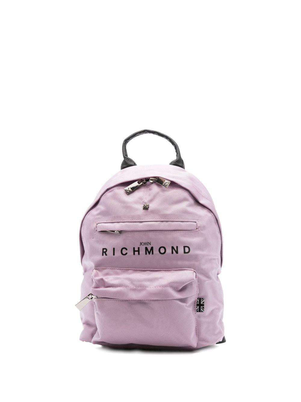 Zaino per bambina John Richmond Junior rosa con stampa del logo - Rubino Kids