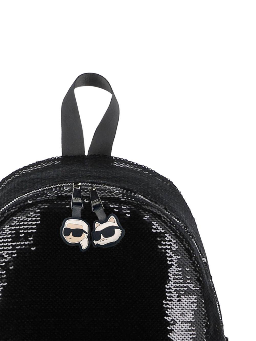 Zaino per bambina Karl Lagerfeld Kids nero con paillettes - Rubino Kids