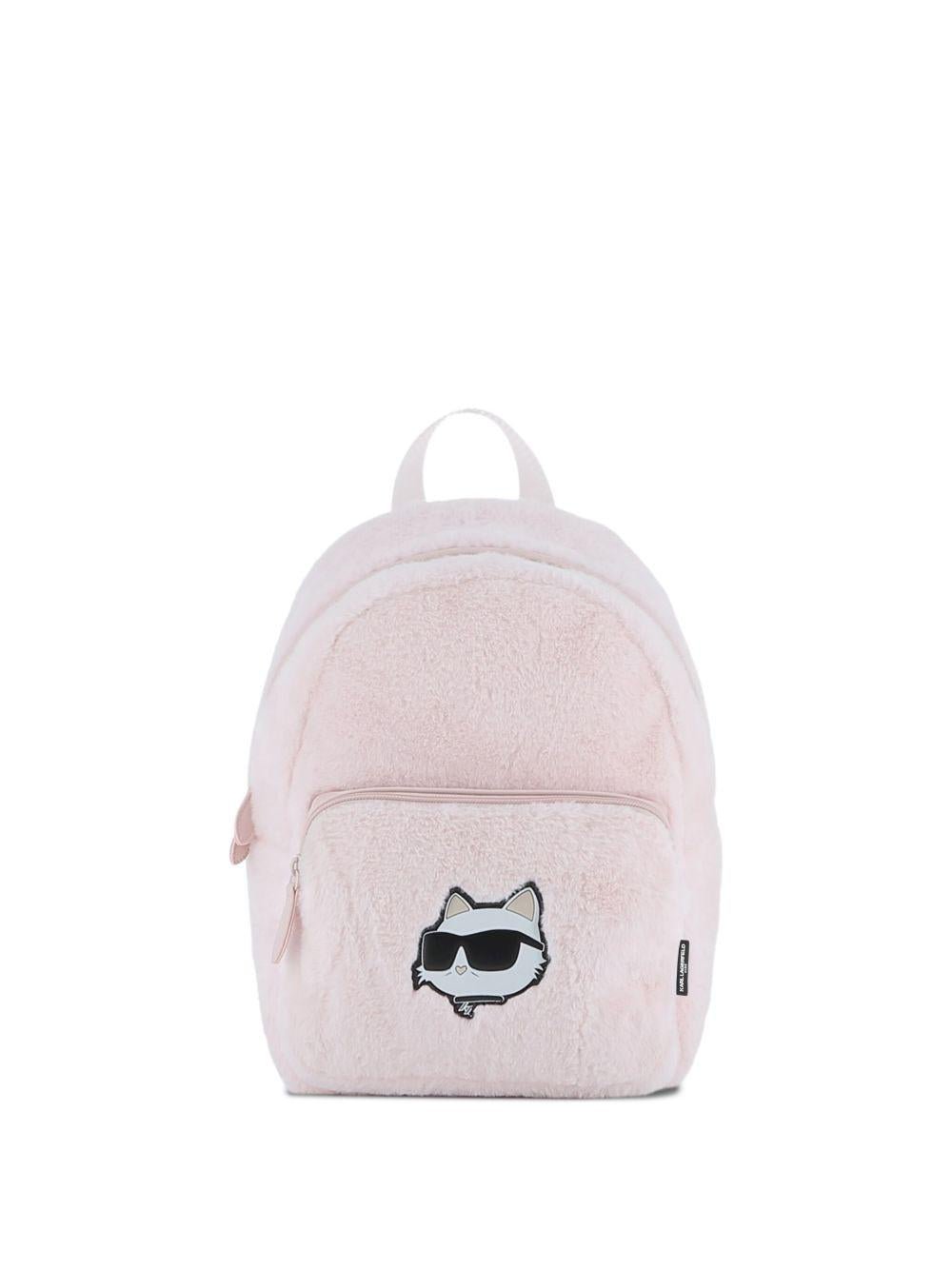 Zaino per bambina Karl Lagerfeld Kids rosa Choupette in pelliccia sintetica - Rubino Kids