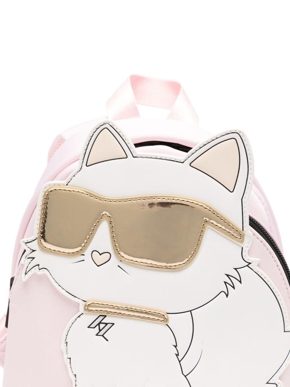 Zaino per bambina Karl Lagerfeld Kids rosa con applicazione gatto - Rubino Kids