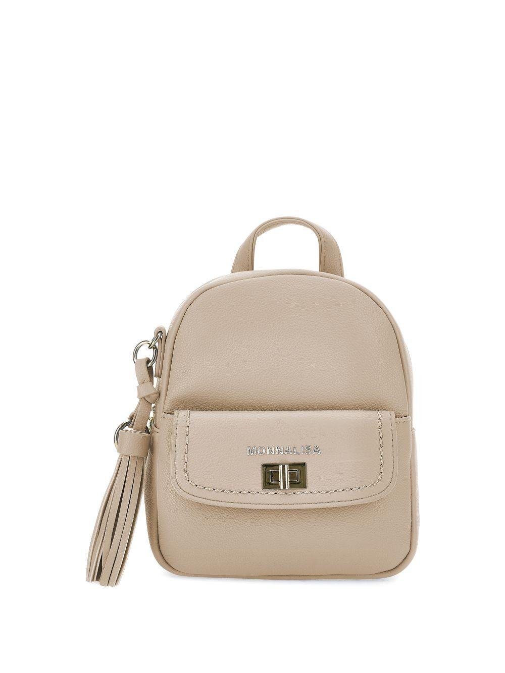 Zaino per bambina Monnalisa beige con dettaglio logo - Rubino Kids