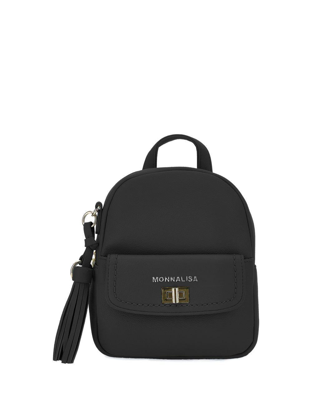 Zaino per bambina Monnalisa nero con dettaglio logo - Rubino Kids