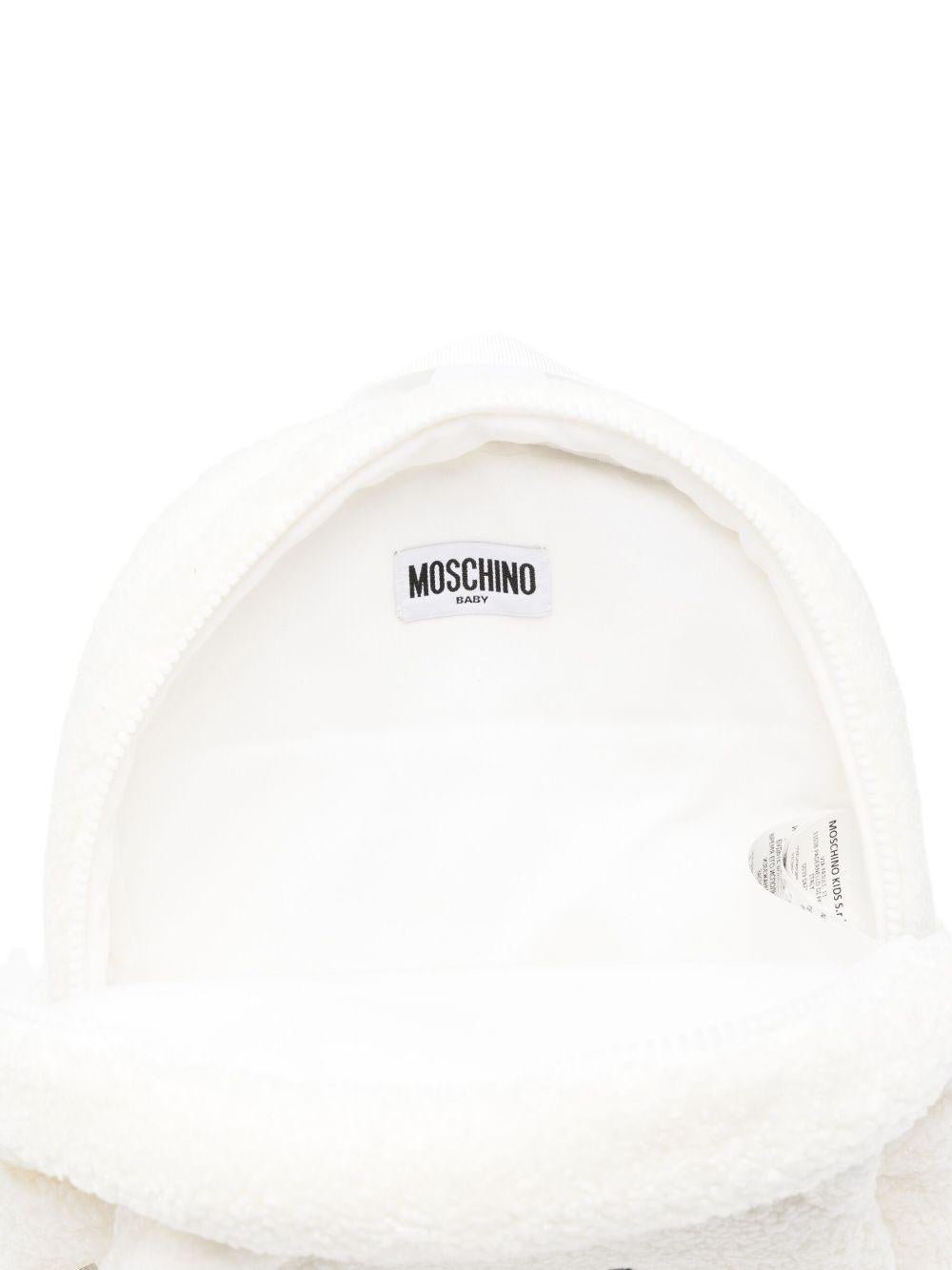 Zaino per bambini Moschino Kids bianco con motivo Teddy Bear - Rubino Kids