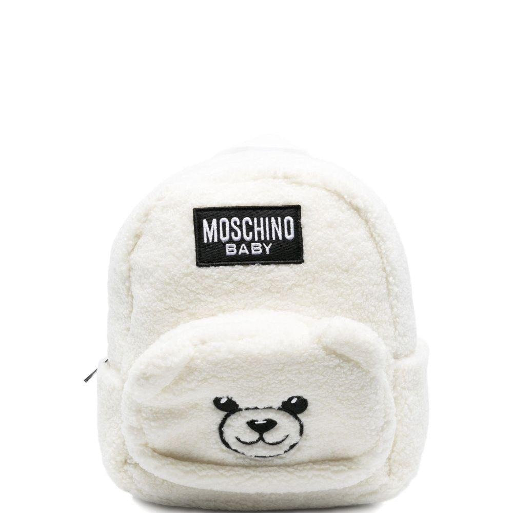 Zaino per bambini Moschino Kids bianco con motivo Teddy Bear - Rubino Kids