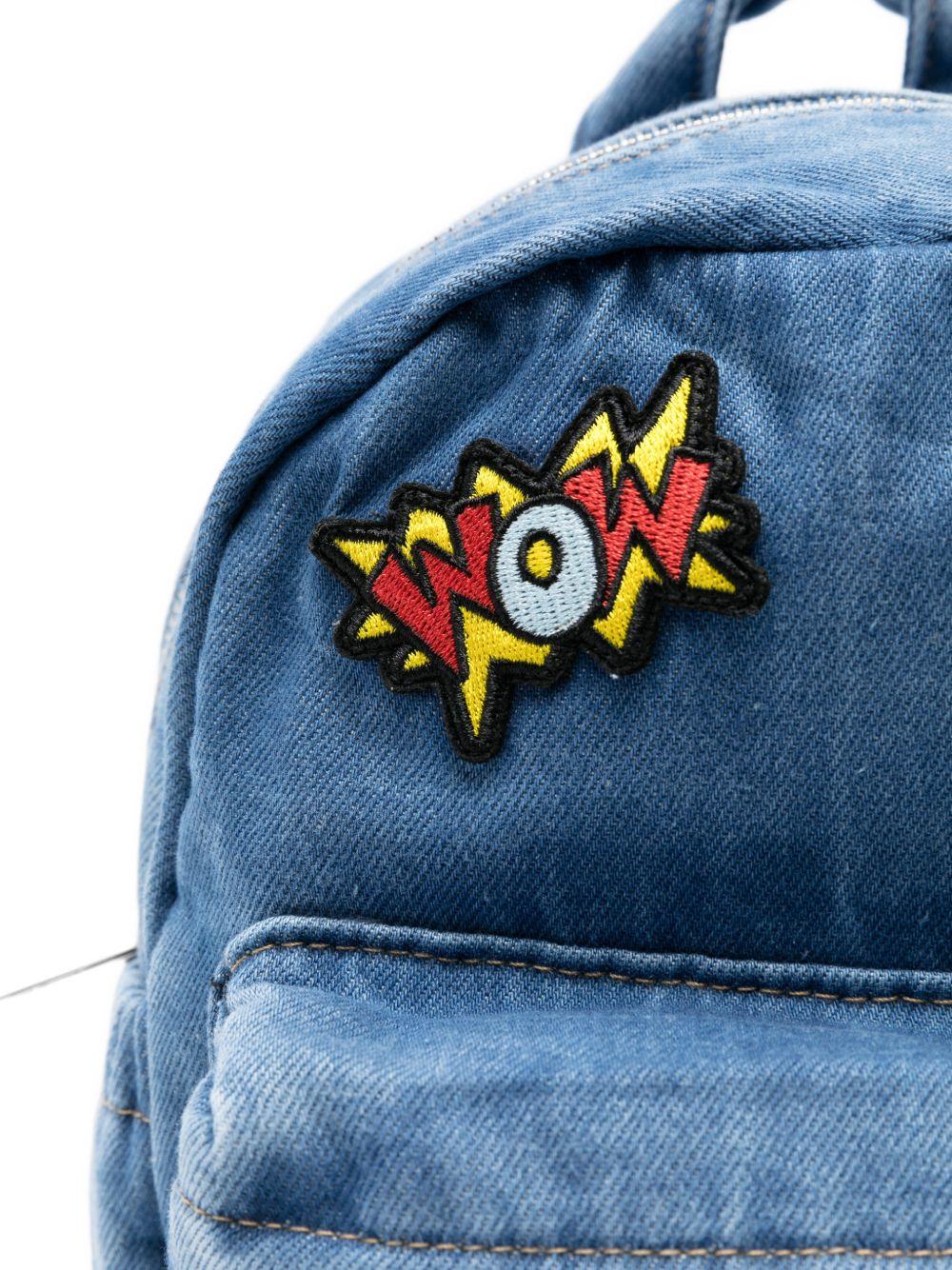Zaino per bambini Moschino Kids denim con toppe ricamate - Rubino Kids