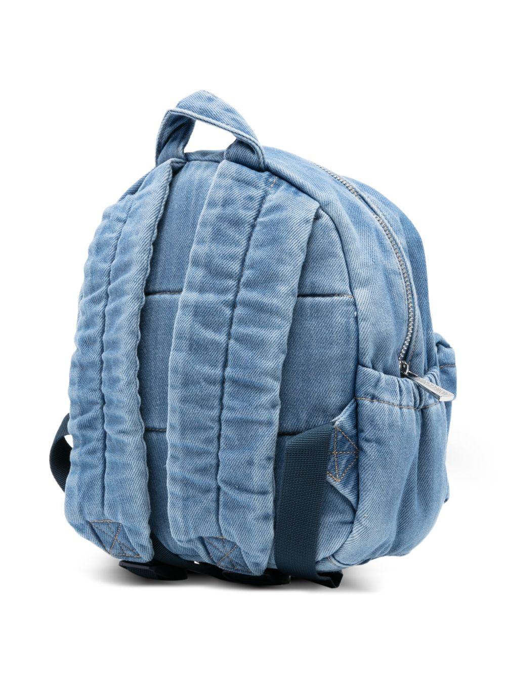 Zaino per bambini Moschino Kids denim con toppe ricamate - Rubino Kids