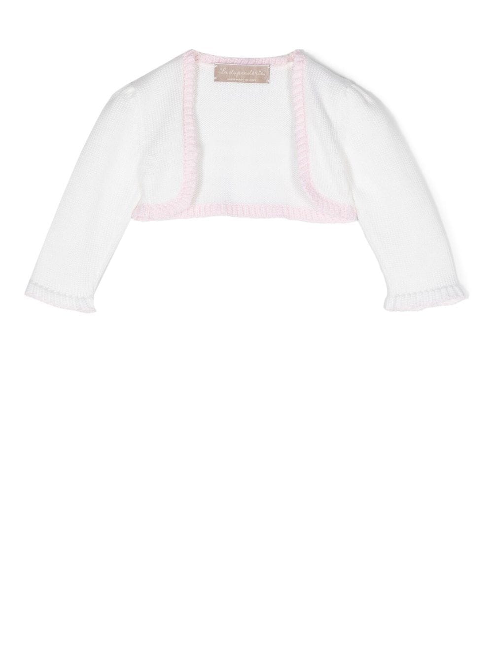 Cardigan crop per neonata La Stupenderia bianco con ruches WBSS02800 803 LA STUPENDERIA KIDS 
