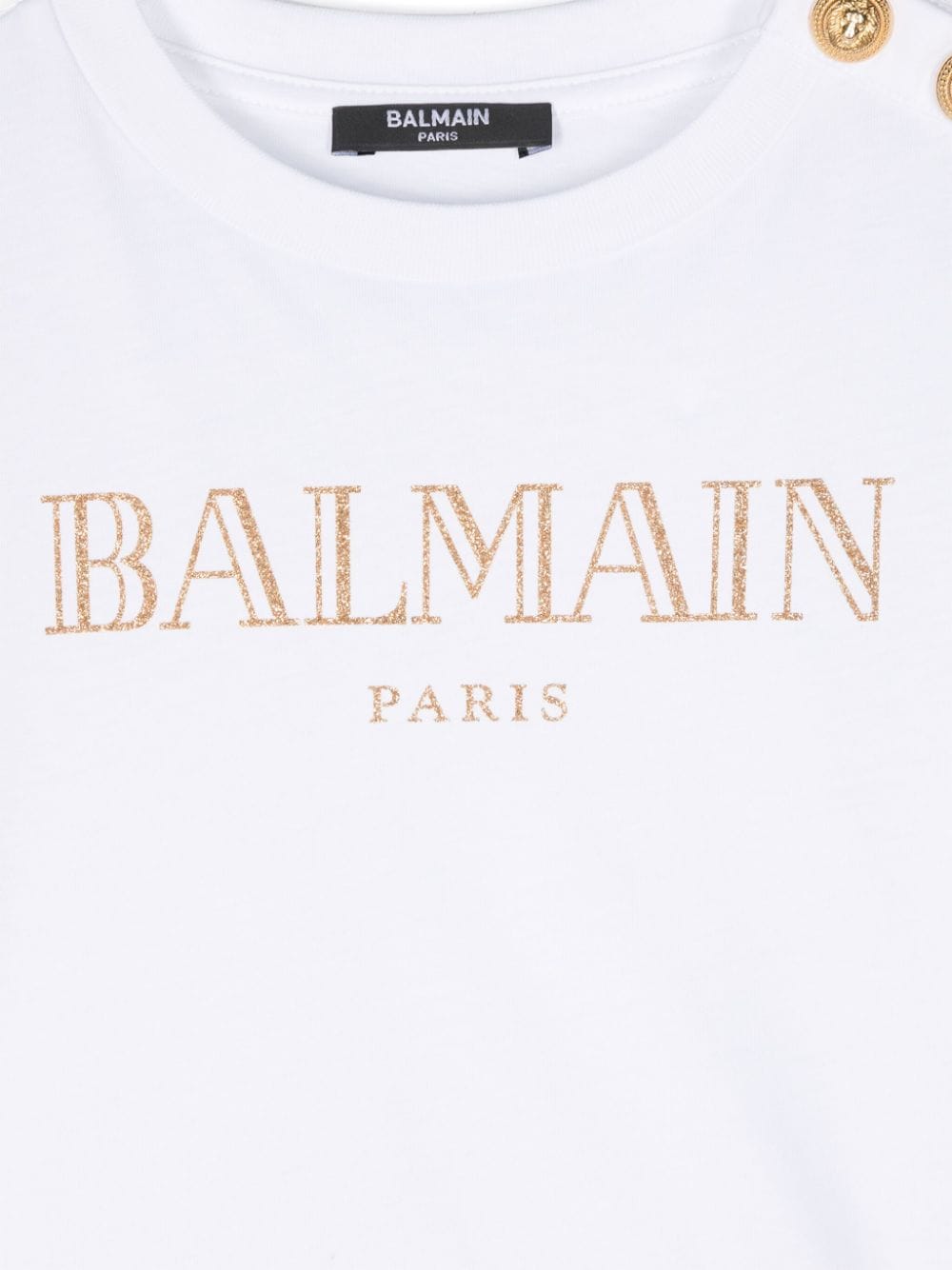T-shirt con logo glitter per bambina Balmain Kids bianco con girocollo BV8B71 Z0082 100OR BALMAIN KIDS 