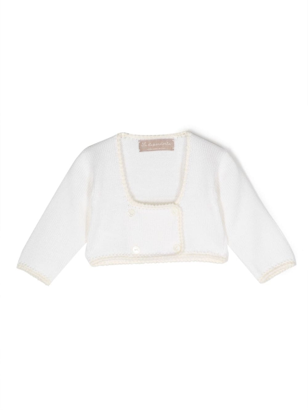 Cardigan doppiopetto per neonata La Stupenderia bianco con scollo quadrato WBSC60 800 LA STUPENDERIA KIDS 