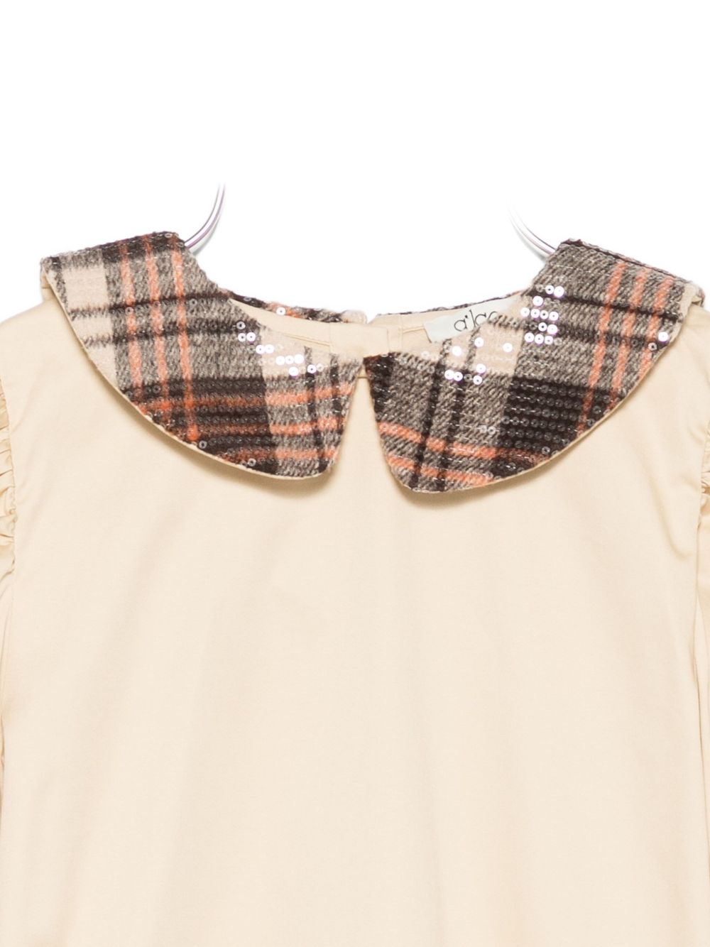 Camicia per bambina A'lapage beige con colletto con motivo a quadri AL22 BEIGE A'LAPAGE KIDS 