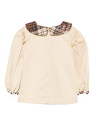 Camicia per bambina A'lapage beige con colletto con motivo a quadri AL22 BEIGE A'LAPAGE KIDS 