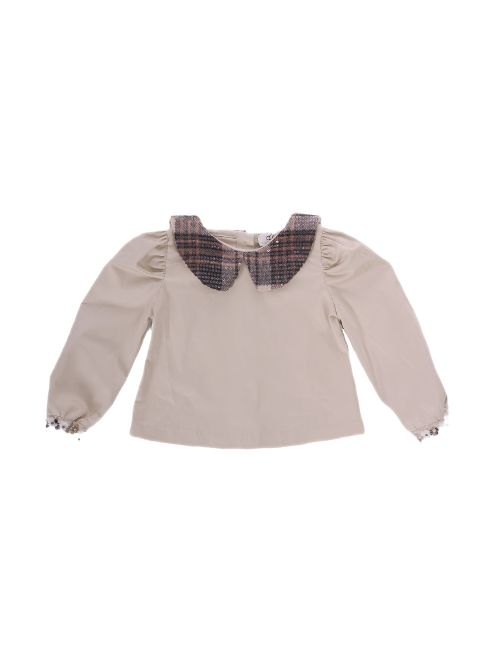 Camicia per neonata A'lapage beige con colletto con motivo scozzese AL22NB BEIGE A'LAPAGE KIDS 