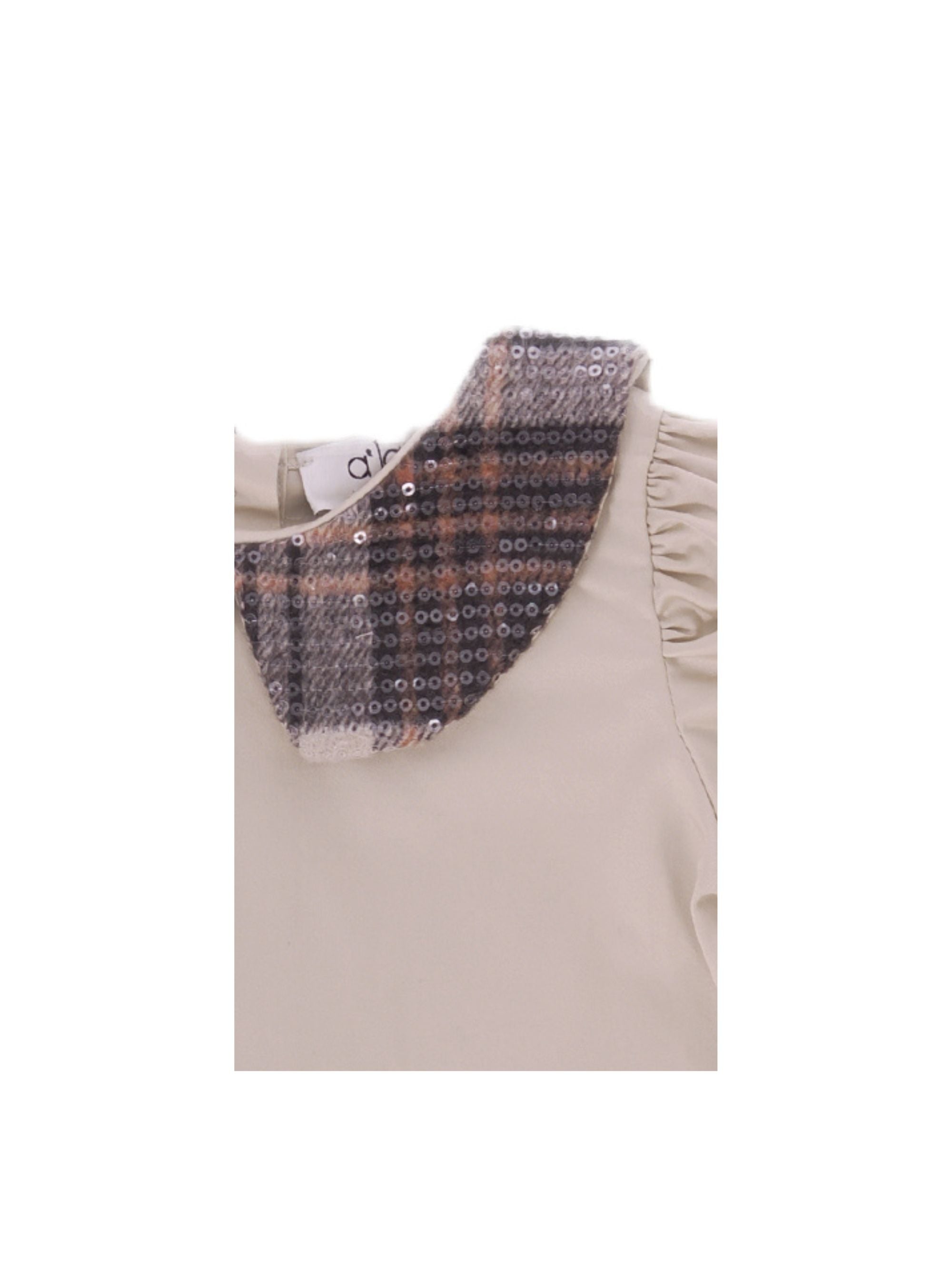 Camicia per neonata A'lapage beige con colletto con motivo scozzese AL22NB BEIGE A'LAPAGE KIDS 