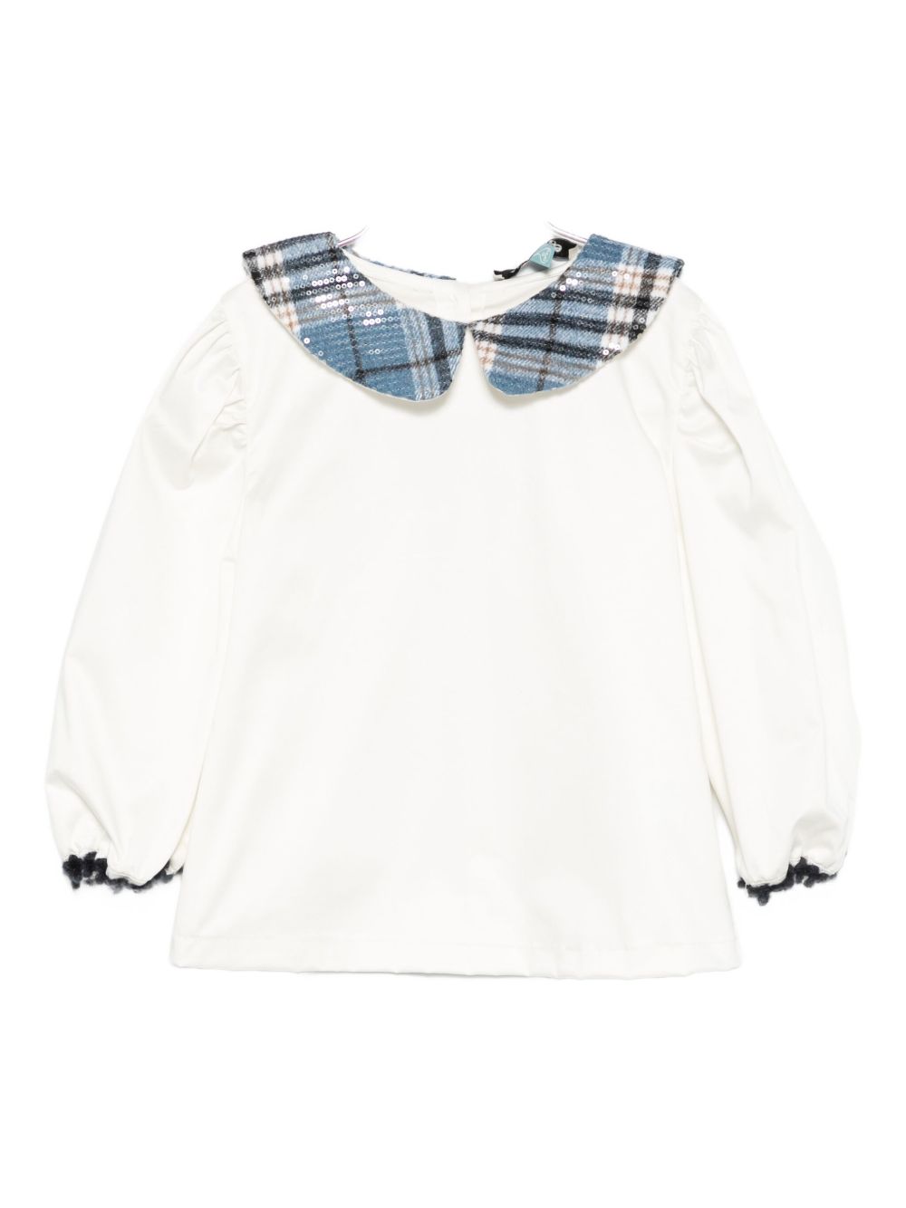 Camicia per bambina A'lapage bianca con colletto a motivo scozzese AL22 OFF WHITE A'LAPAGE KIDS 