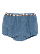 Shorts per bambina A'lapage azzurri con rifiniture floreali AL25 AZZURRO A'LAPAGE KIDS 