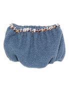 Shorts per neonata A'lapage azzurri con dettaglio floreale ricamato AL25NB AZZURRO A'LAPAGE KIDS 