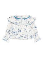 Camicia per neonata A'lapage azzurra con stampa floreale AL27BNB NAVY A'LAPAGE KIDS 