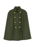 Cappotto a mantella per bambina Balmain Kids verde con collo alto BX2B03 E0169 762OR BALMAIN KIDS 