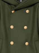 Cappotto doppiopetto per bambina Balmain Kids verde con cappuccio BX2P30 E0169 762OR BALMAIN KIDS 