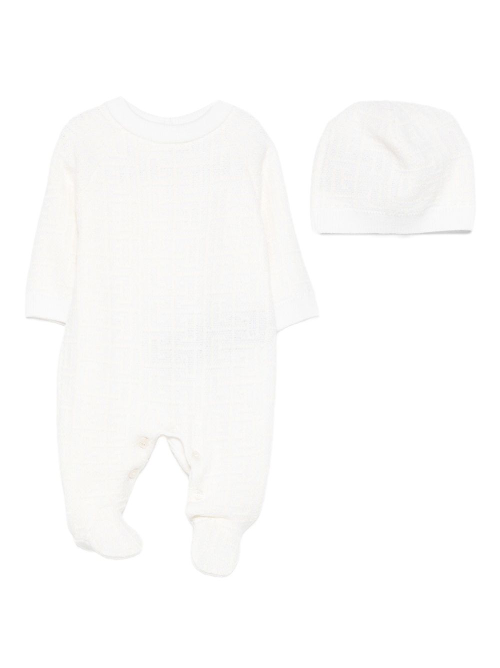 Set tutina e berretto per neonati Balmain Kids bianco con stampa geometrica BXB03A W0012 100 BALMAIN KIDS 