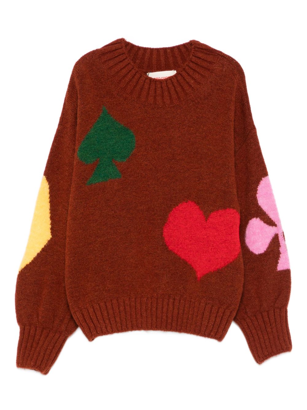 Maglione per bambina Bobo Choses rosso con intarsio semi carte da gioco B225AC112 641 BOBO CHOSES KIDS 