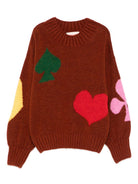 Maglione per bambina Bobo Choses rosso con intarsio semi carte da gioco B225AC112 641 BOBO CHOSES KIDS 