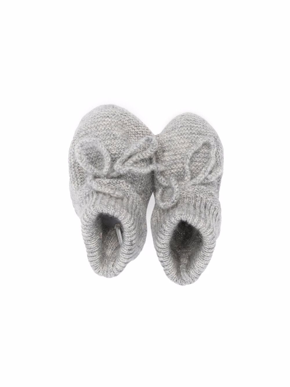 Scarpe primi passi per neonata Bonpoint grigio con fiocco PEBDA2837CH 092 BONPOINT KIDS 