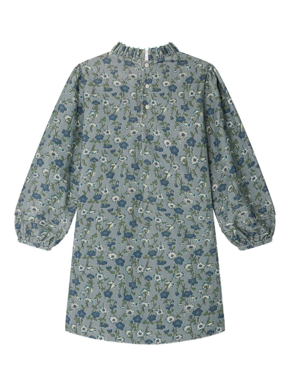 Abito per bambina Bonpoint blu a fiori con ruches W05GDRW00053 543B BONPOINT KIDS 