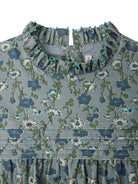 Abito per bambina Bonpoint blu a fiori con ruches W05GDRW00053 543B BONPOINT KIDS 