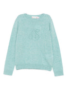 Maglione per bambina Bonpoint azzurro con logo ricamato W05GJUK00012 143 BONPOINT KIDS 